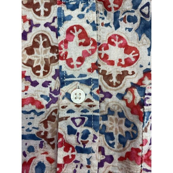 Lauren Ralph Lauren lightweight Western aztec Button Down roll‎ tab size 1X - Picture 6 of 16